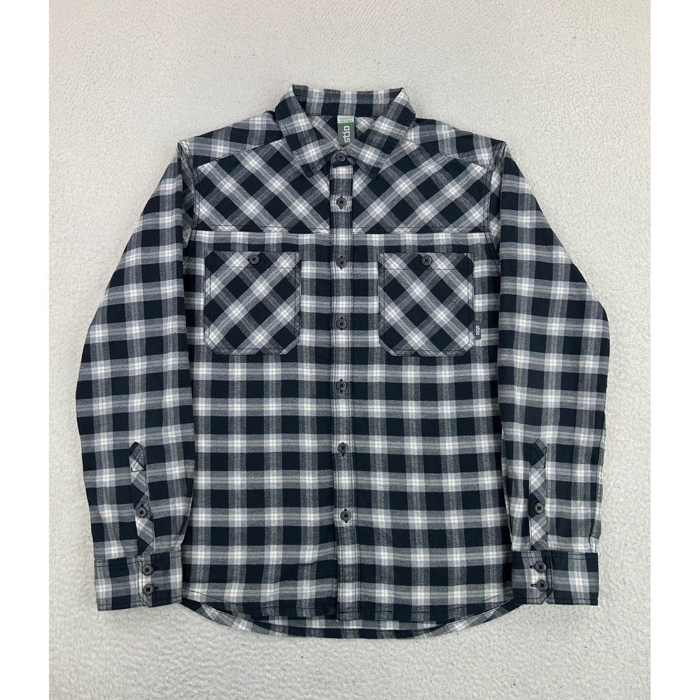 Stio Shirt Men's Medium Gray Plaid Miter Lightweight Flannel LS Button Up